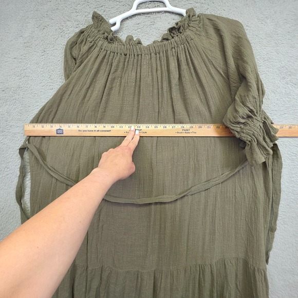Mable‎ Dress Womens S Green Boho Lagom Peasant Cottagecore Gauzy Tiered Ruffle - Picture 5 of 16